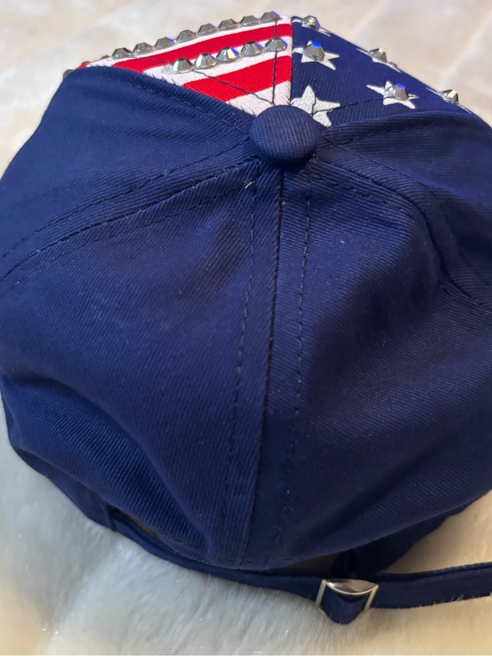 Embellished American Flag Rhinestone Baseball Cap - Picture 4 of 7
